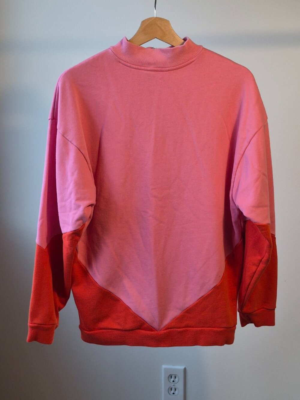 Adidas Originals Women’s Half Zip Sweatshirt Size S Pink Red Colorblock Trefoil - Picture 4 of 9
